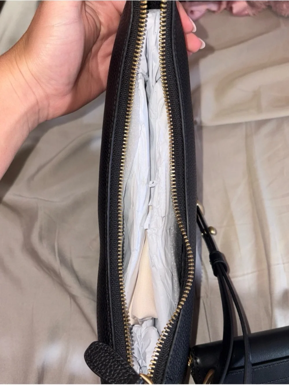 kate spade Black Pebbled Leather Crescent Shoulder Bag with Coin Pouch